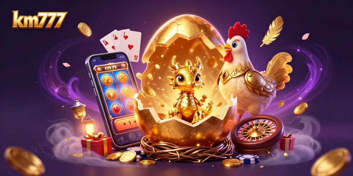 Engage with km777's thrilling gaming experience featuring golden dragon and casino elements.
