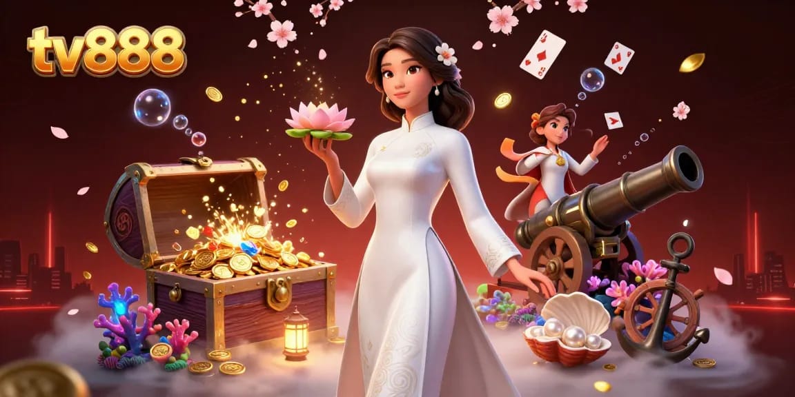Engage with tv888's vibrant casino world, featuring Asian elegance amidst rich game elements.