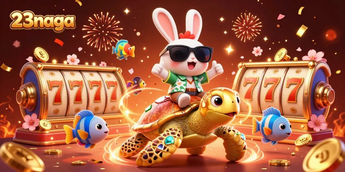23naga menunjukkan keberuntungan dalam permainan slot dengan karakter unik di latar belakang festival penuh warna.