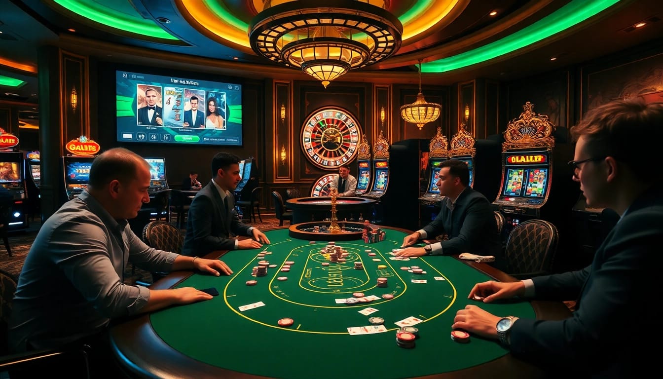 Experience high-stakes excitement with https://go8.live/ at a luxurious poker table with vibrant chips.