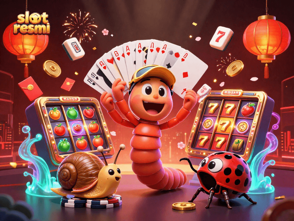 Slot resmi menghadirkan dealer kartun beraksi di kasino dengan simbol buah dan jackpot berkilau.