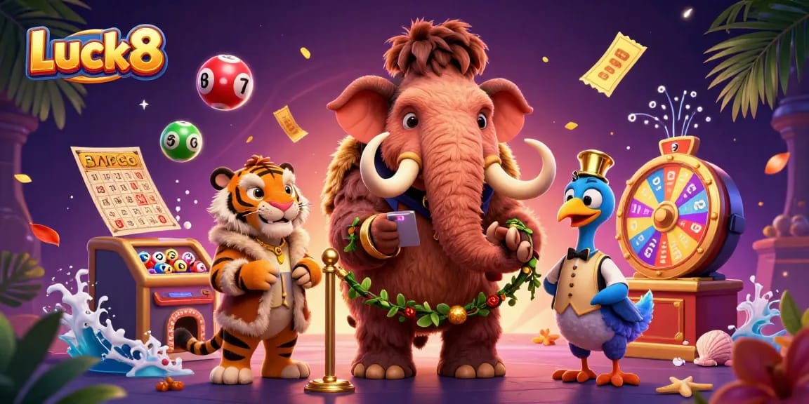 Experience thrilling games at Luck8 casino with vibrant characters and festive elements.
