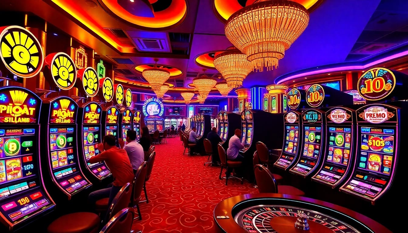 Engaging slot demo interface with colorful PG Soft machines in a lively casino setting.