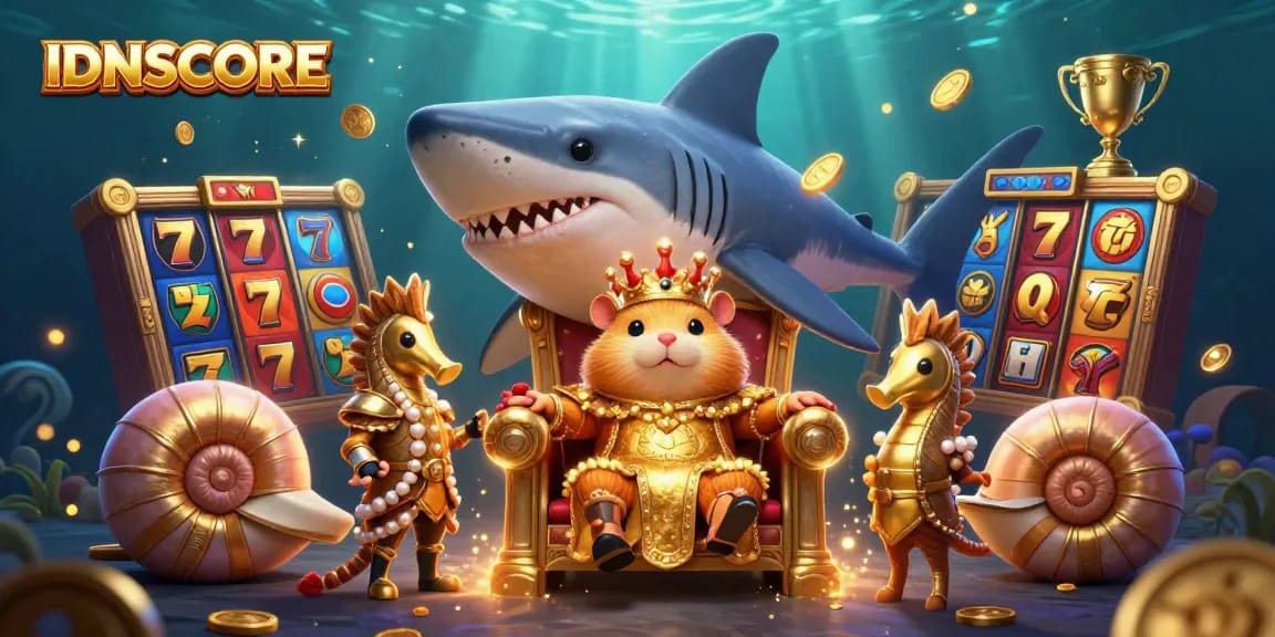 Experience the excitement of winning at IDNSCORE with a vibrant 3D casino scene.