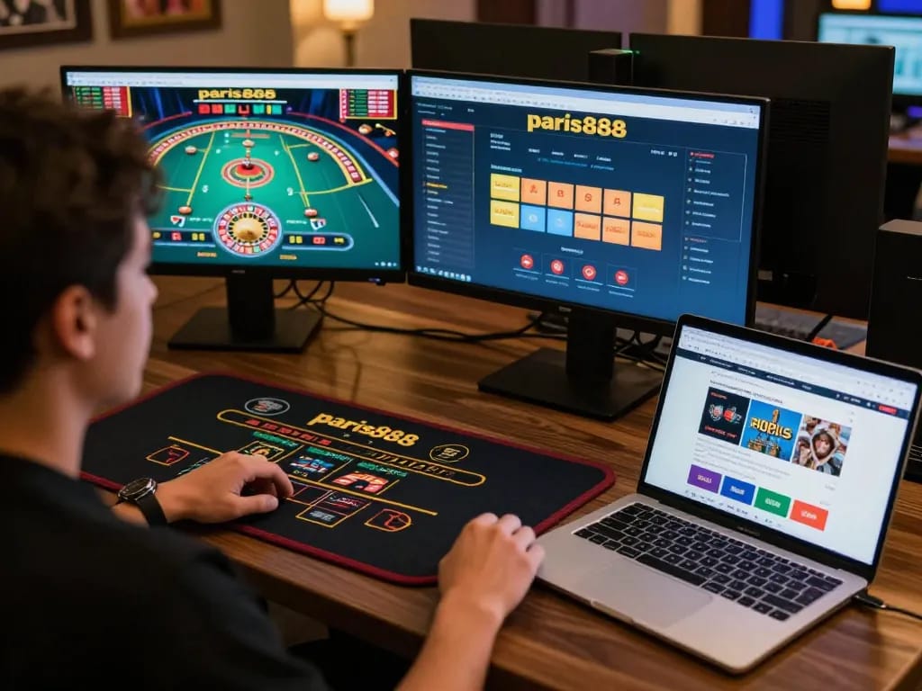 Strategically organizing gameplay using paris888 online casino interface on multiple screens for better odds.