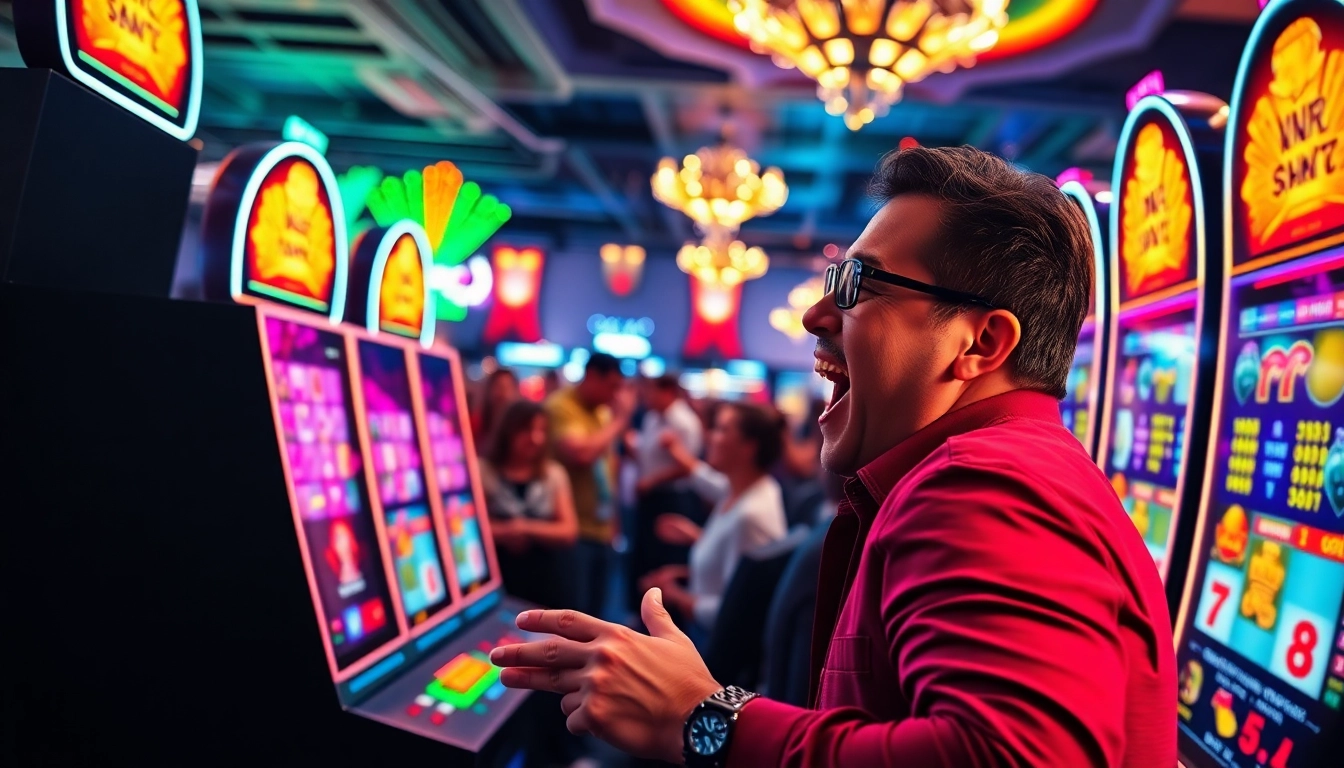 Menangkan toto togel di mesin slot dengan suasana kasino yang ramai.