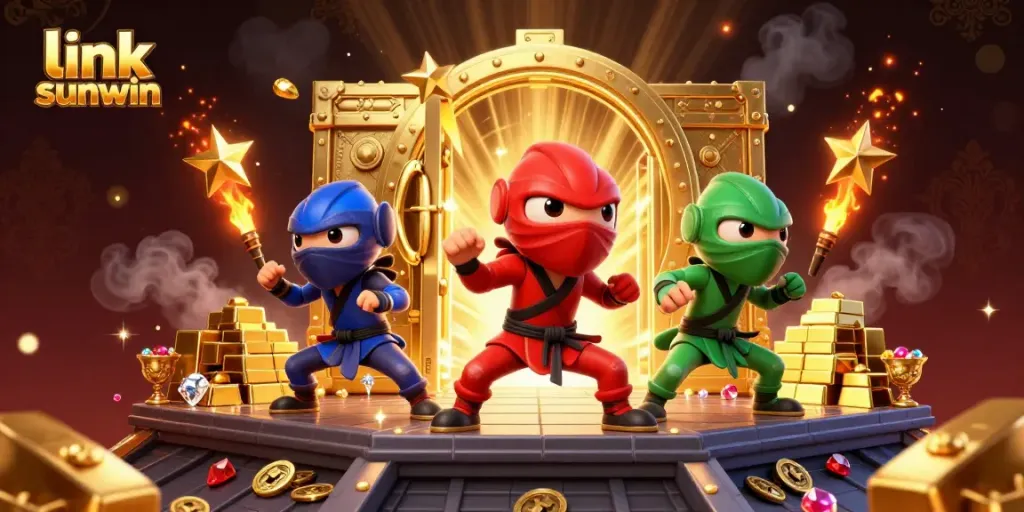 Experience excitement with link sunwin as ninja chameleons showcase skills amidst golden treasures.