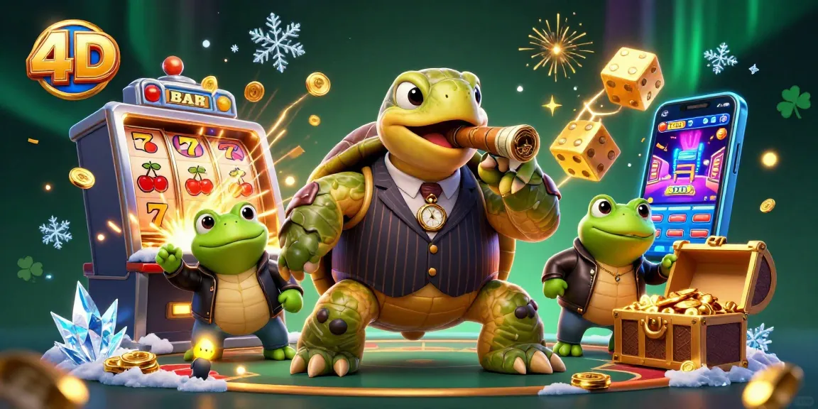 Win big at 4D slot games with a colorful, vibrant casino scene and jackpot excitement.