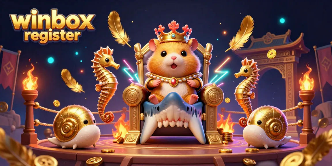 Experience the thrill of winbox register with a vibrant scene featuring a golden hamster king.