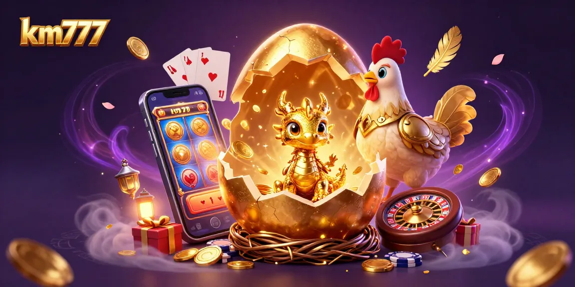Engage with km777's thrilling gaming experience featuring golden dragon and casino elements.