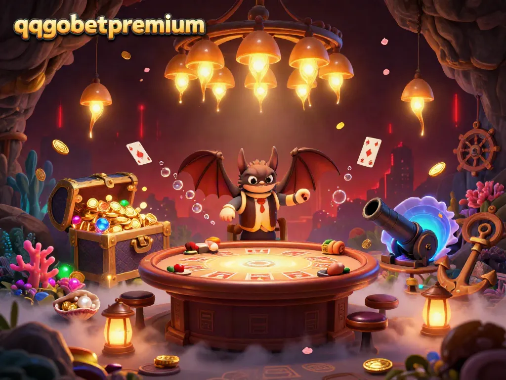 Experience thrilling gameplay at qqgobetpremium with vibrant glowworms lighting up an enchanting cave casino.
