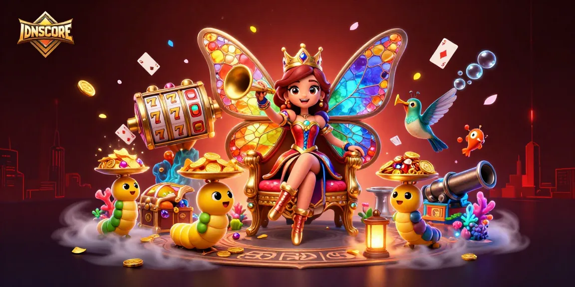Activate winning chances at IDNSCORE with vibrant slot-themed characters and treasures.