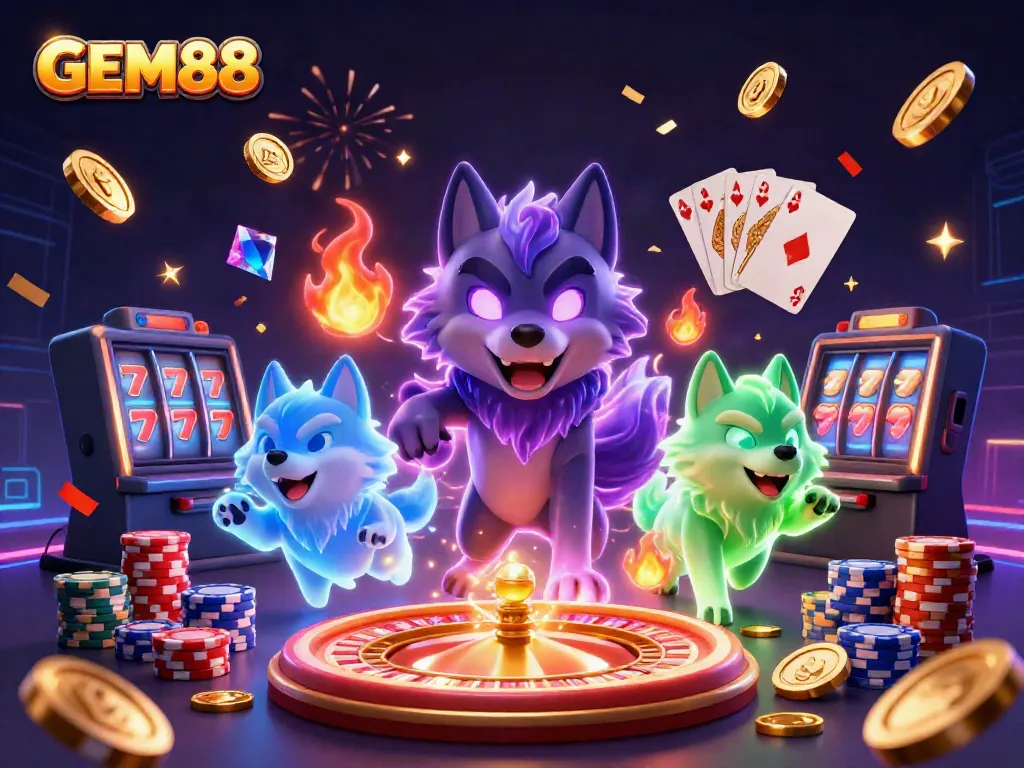Experience GEM88's thrilling world of online gaming with dynamic casino action and vibrant visuals.