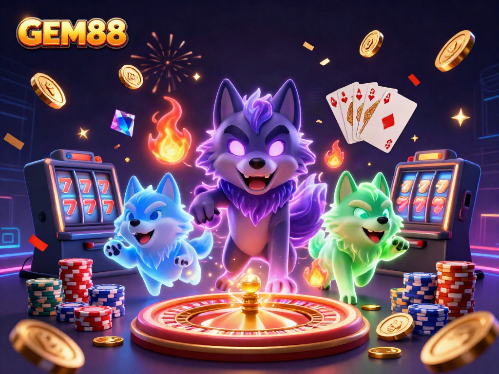 Experience GEM88's thrilling world of online gaming with dynamic casino action and vibrant visuals.