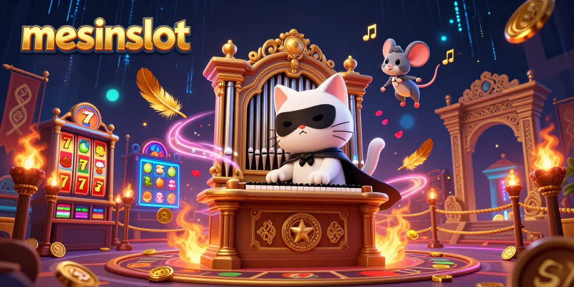Experience mesinslot magic with a 3D illustrated casino scene featuring fantasy characters and rich gaming elements.