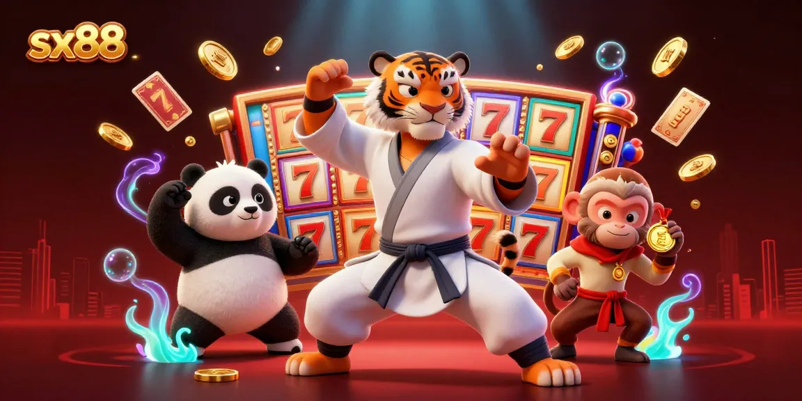 Play exciting games on sx88, as a cartoon kung fu tiger and panda challenge while treasures flow around!