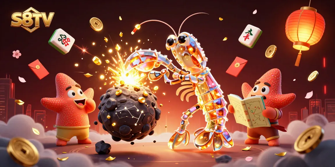 S8TV showcases a galactic samurai mantis shrimp amidst gems and coins symbolizing jackpot excitement.