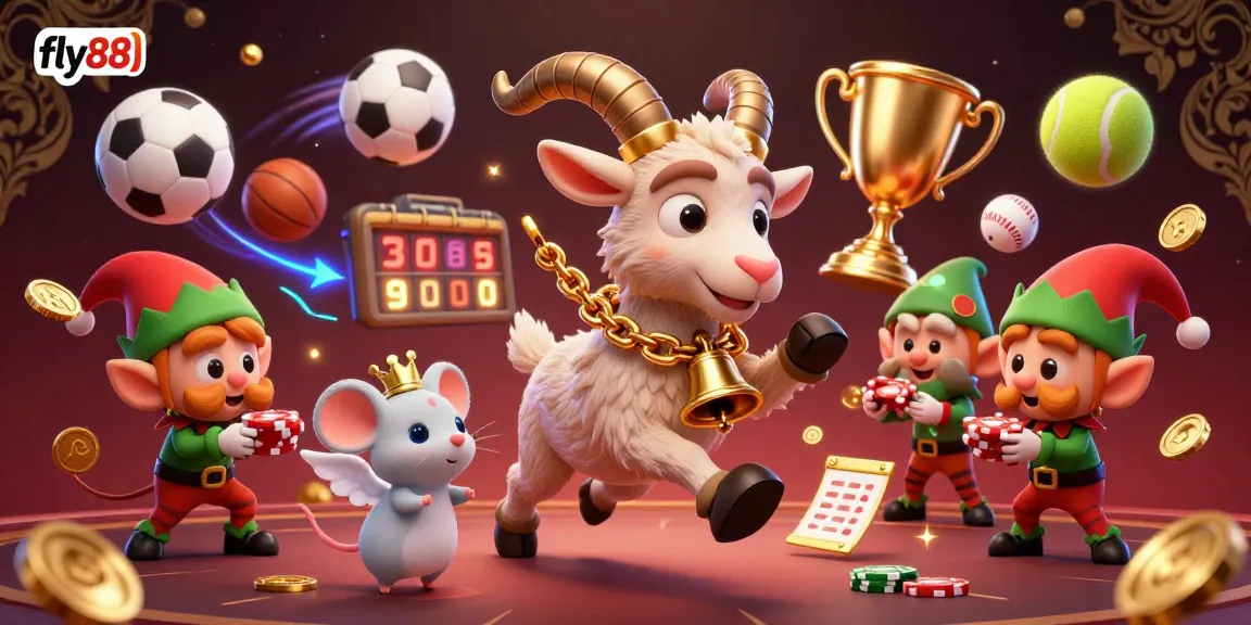 Experience thrilling poker action with fly88 in a vibrant casino scene filled with festive chaos.