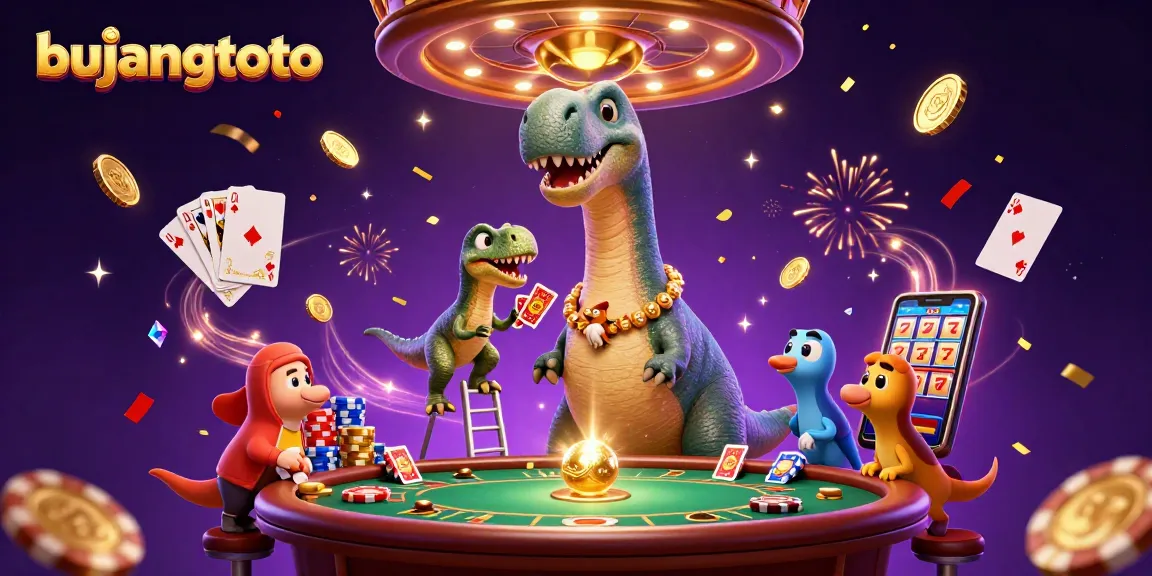 Permainan bujangtoto yang menggembirakan dengan dino raksasa dan koin emas berhamburan.
