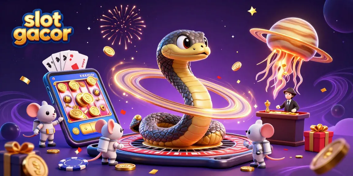 Permainan slot gacor dengan ular Saturnus dan astronaut tikus bertaruh di galaksi.