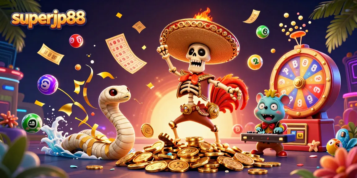 Play exciting games with superjp88, showcasing vibrant characters and thrilling casino elements.