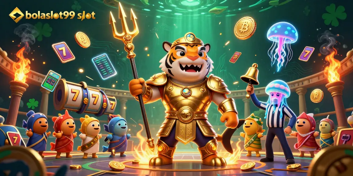 Engage in thrilling gameplay with bolaslot99 slot in an underwater colosseum featuring unique characters and vibrant elements.