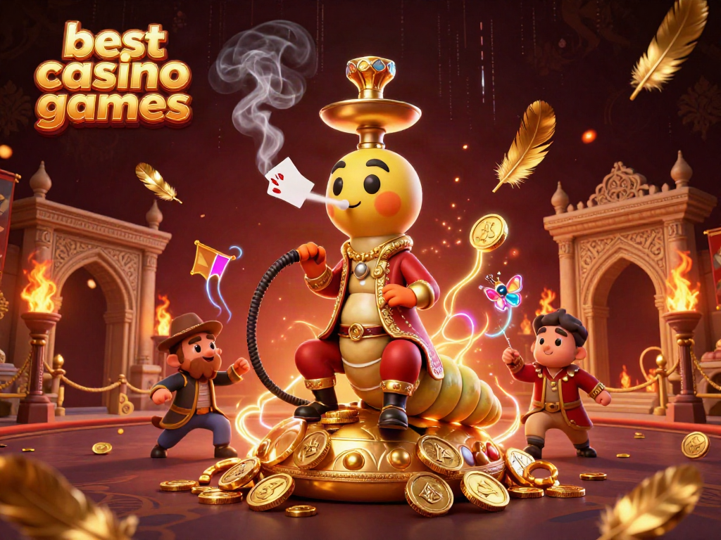 Experience the excitement of the best casino games with vibrant 3D illustration featuring unique gambling elements.