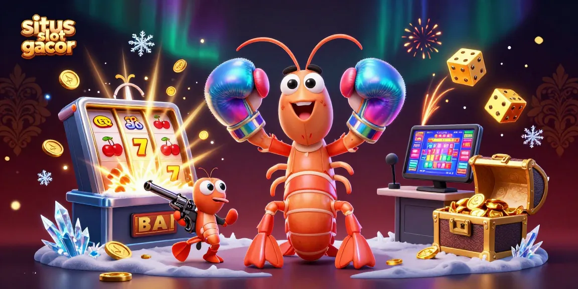 Experience the excitement of situs slot gacor with an ultra-detailed 3D illustration of marine characters celebrating a jackpot.