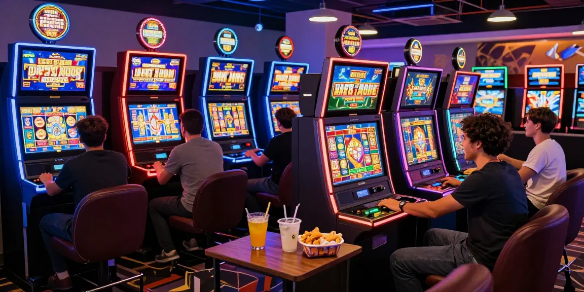 Exciting slot gaming session with players enjoying various slot machines in a vibrant gambling lounge.