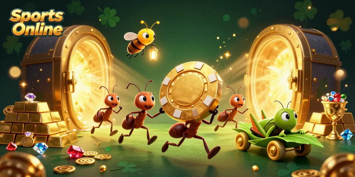 Engage in Sports Online with our ants, firefly, and grasshopper celebrating a casino heist.