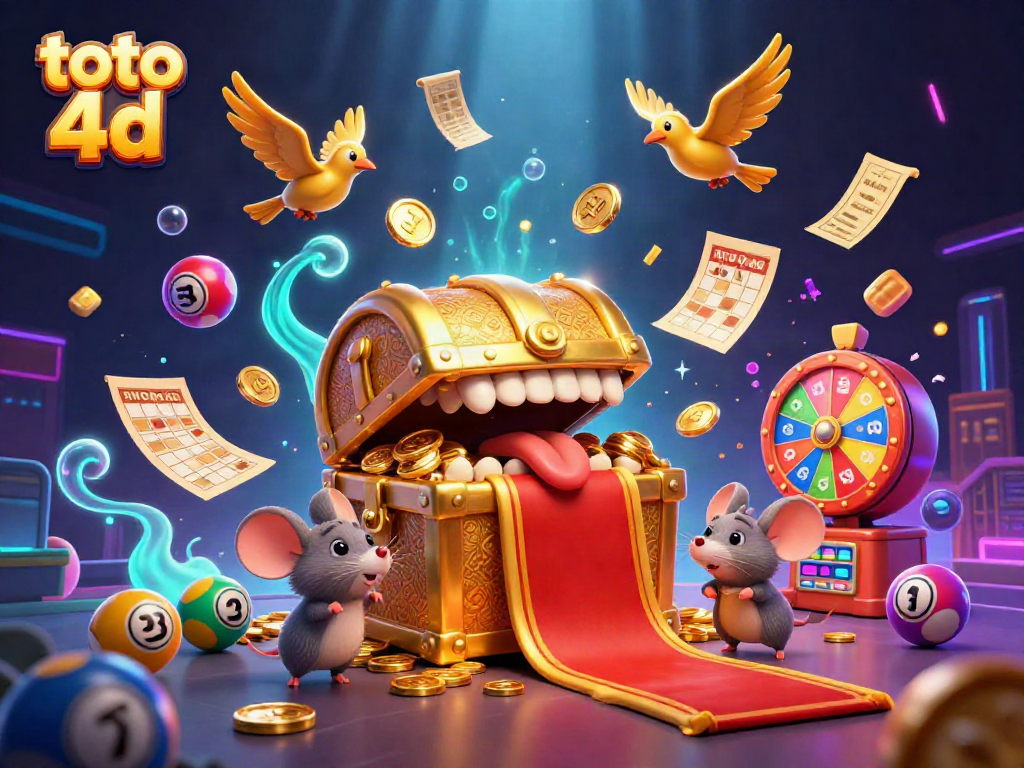 Engage with the exciting toto 4d lottery, surrounded by vivid elements and characters in a thrilling scene.