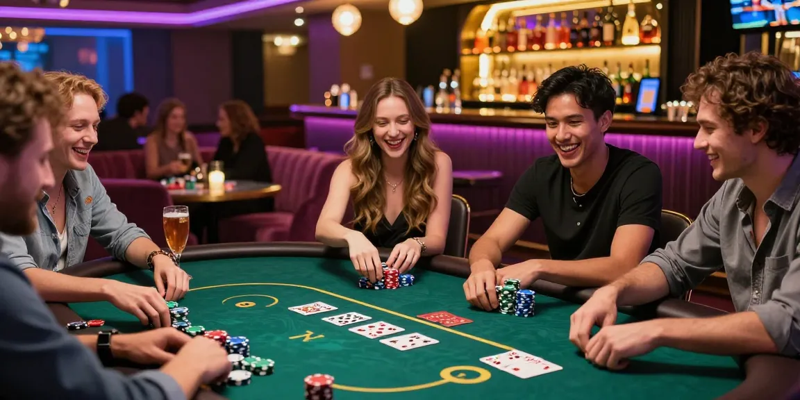 Exciting Seributoto poker game scene with friends enjoying a vibrant casino atmosphere.