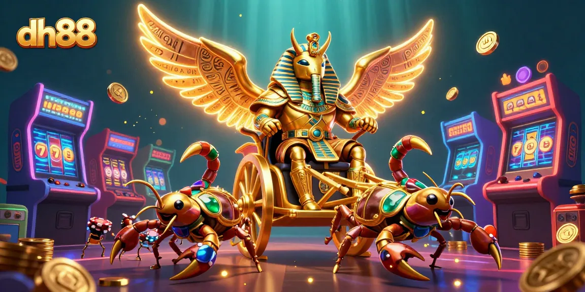 Experience thrilling gameplay at dh88 with a colossal scarab and vibrant casino elements.