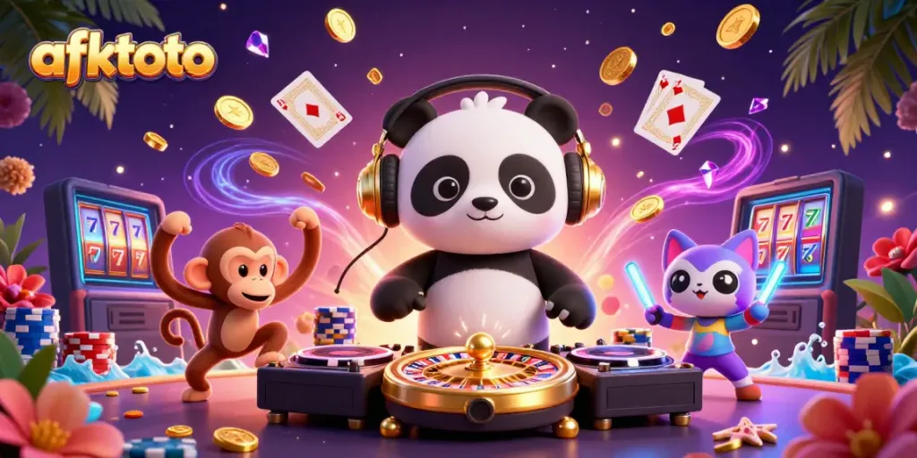 Spin the reels with afktoto: Join lively casino characters celebrating big wins with vibrant animations and cash.