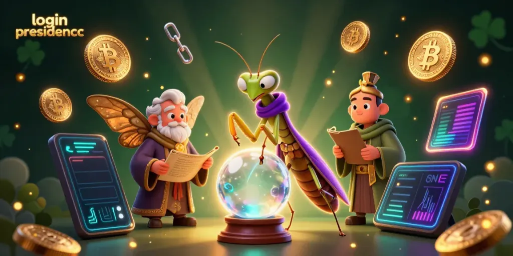 Play and win with login presidencc showcasing a vibrant casino scene packed with crypto elements.
