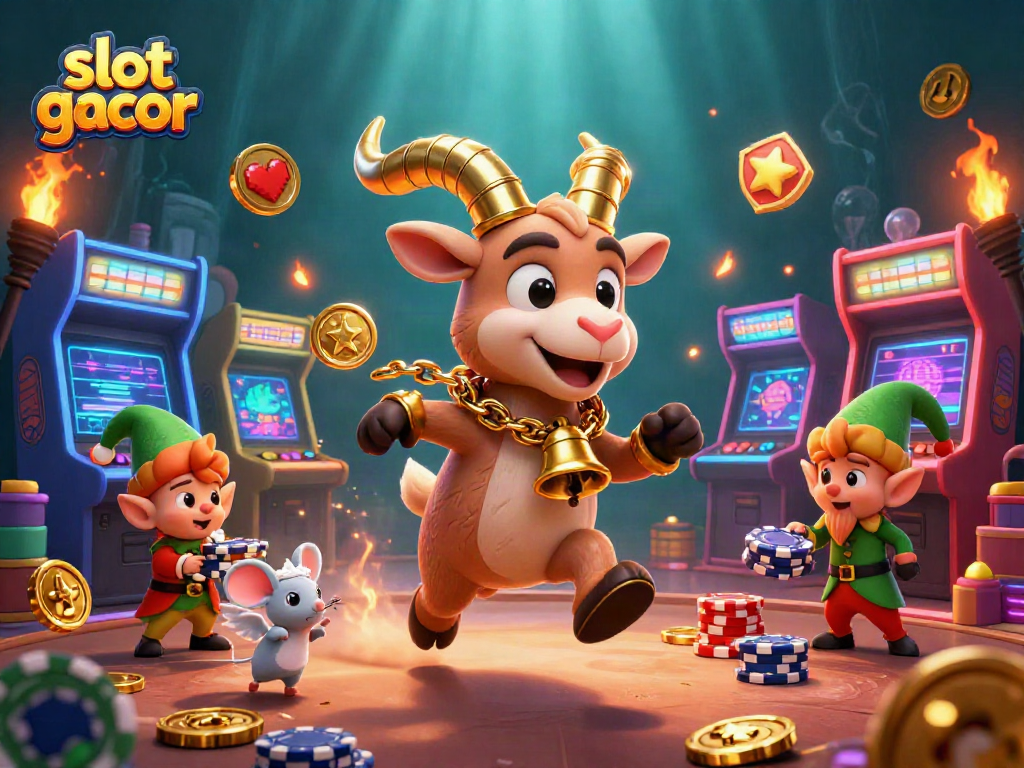 Engage with the thrilling slot gacor experience in a festive casino scene featuring magical characters.
