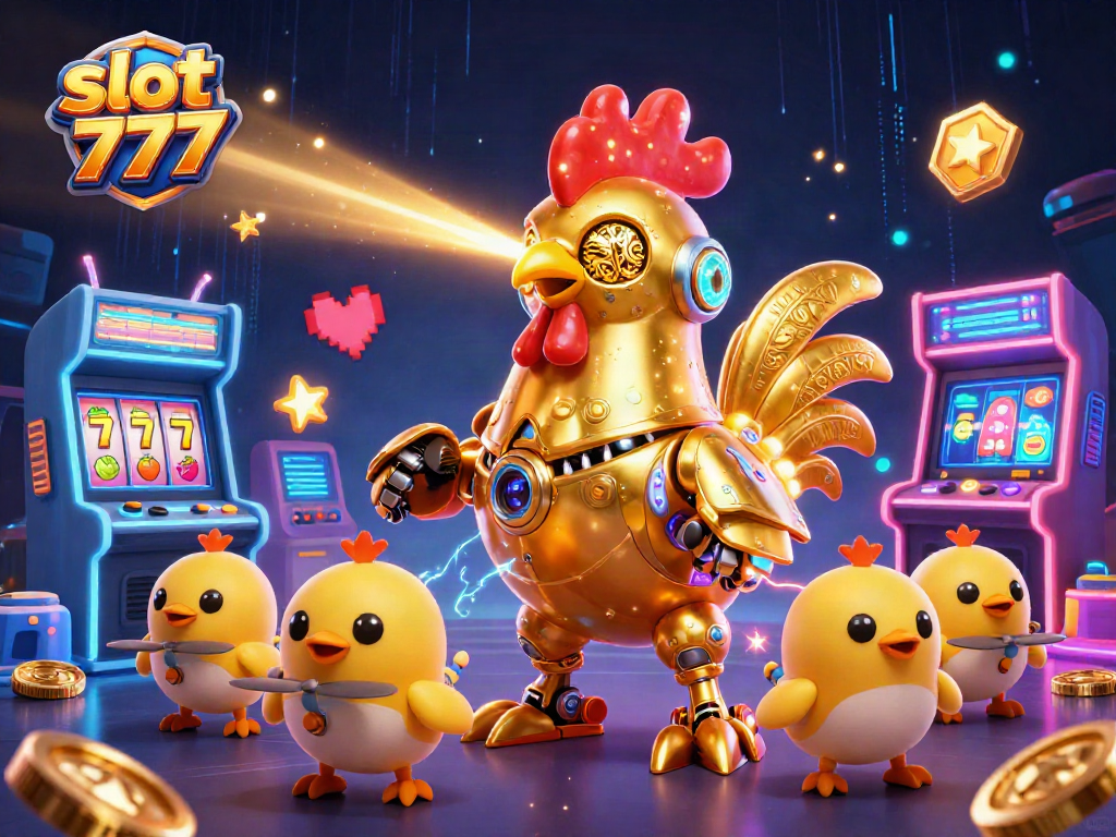Engage with slot 777 spinning reels and golden coins in a captivating 3D casino scene.