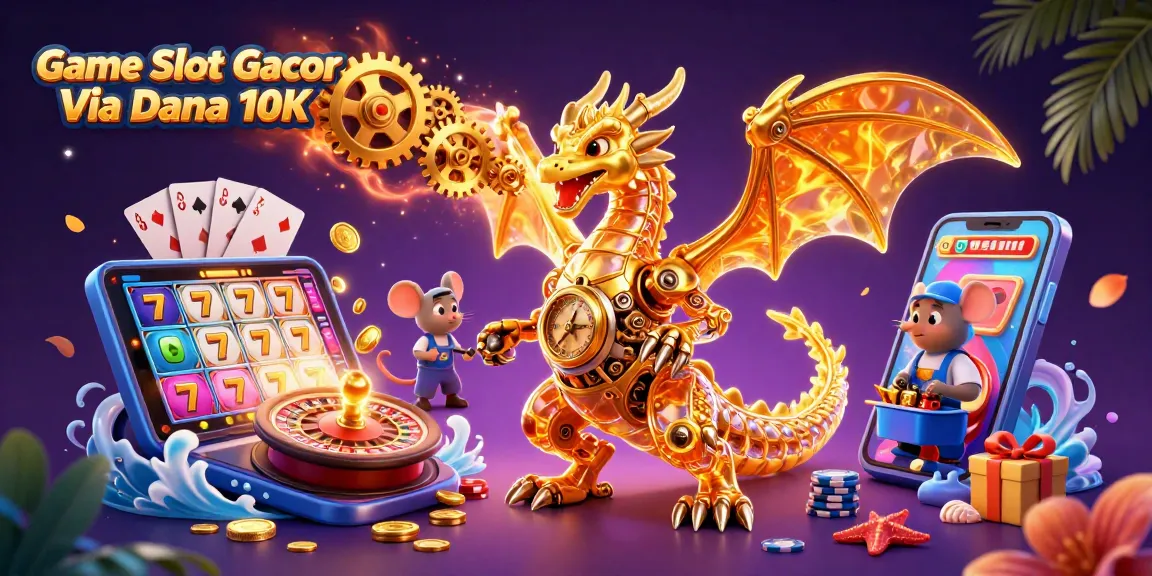Experience high-stakes gaming with Game Slot Gacor Via Dana 10K and colorful slot reels.