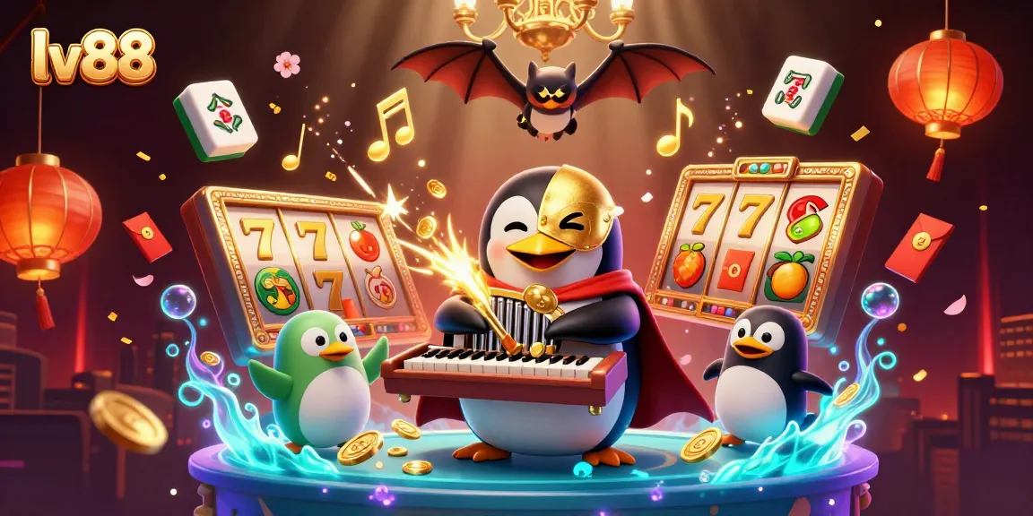 Experience the thrill of lv88 with a captivating 3D casino illustration showcasing engaging slot games and rewards.