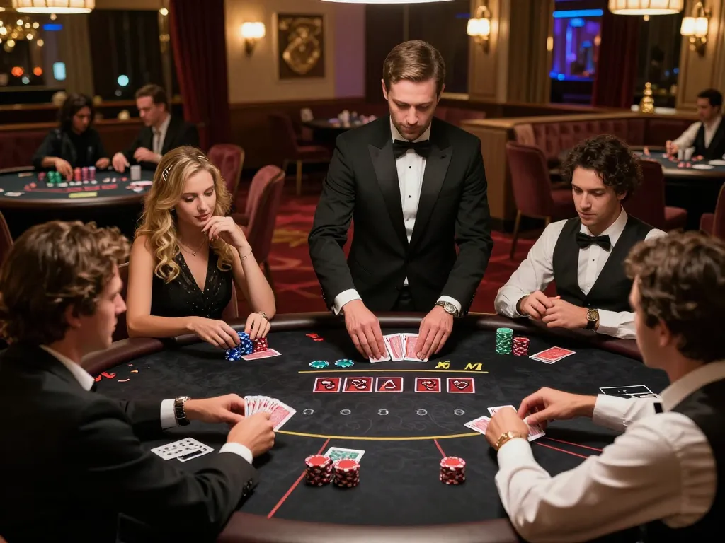 Players enjoying a game at the SC88 black jack table in a luxurious casino environment.