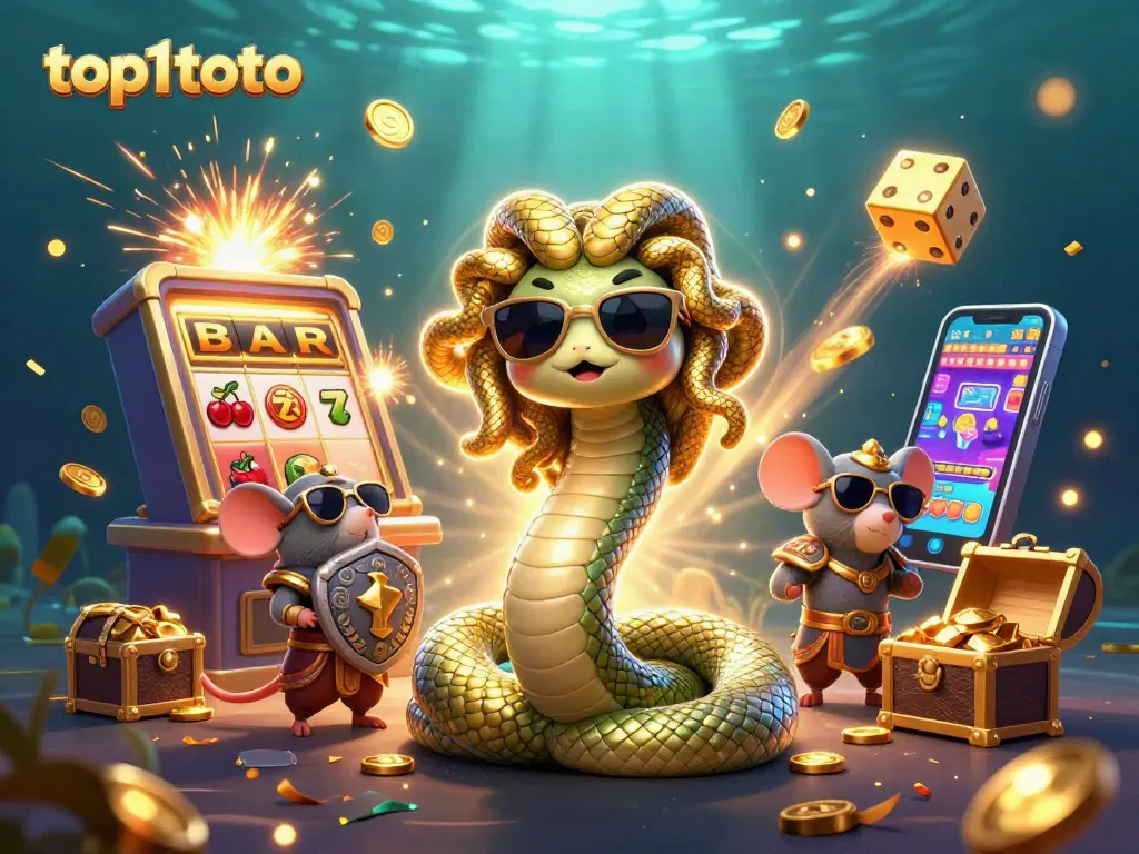Mainkan top1toto dalam ilustrasi kasino 3D yang menarik dengan karakter fantasi dan elemen permainan.