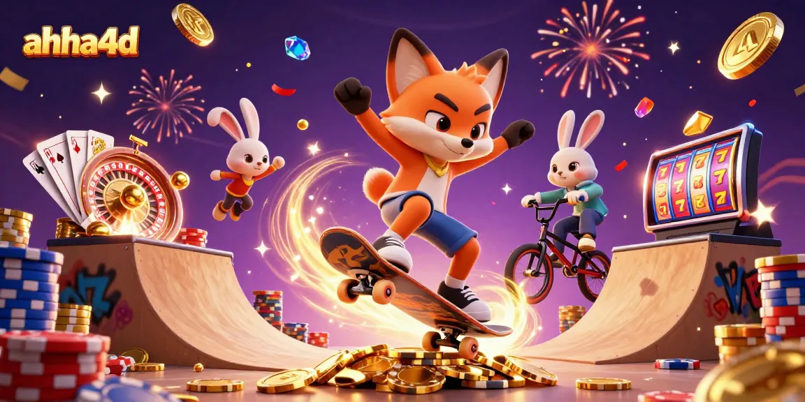 Experience thrilling gameplay with ahha4d featuring a fox and rabbit in a vibrant casino scene.