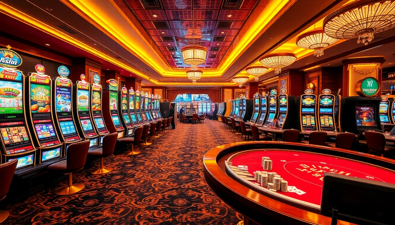 Exciting gaming atmosphere showcasing nama nama situs judi slot online with vibrant slot machines and engaging players.