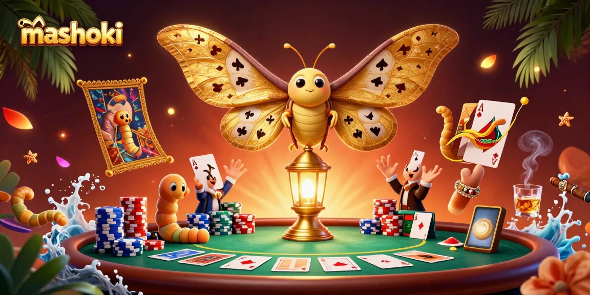 Engage in strategic gameplay with mashoki, featuring vibrant casino scenes and eye-catching poker elements.