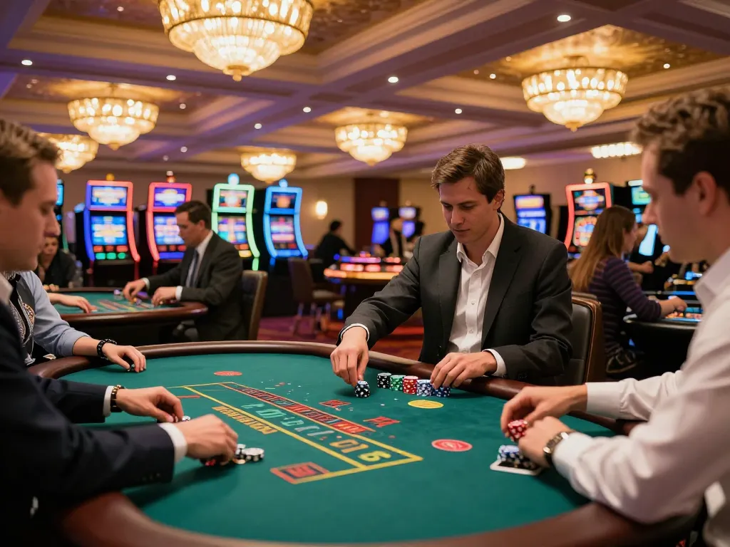 Rasakan serunya permainan blackjack di kasino Paris888, dengan pemain yang memasang taruhan dan suasana yang hidup.