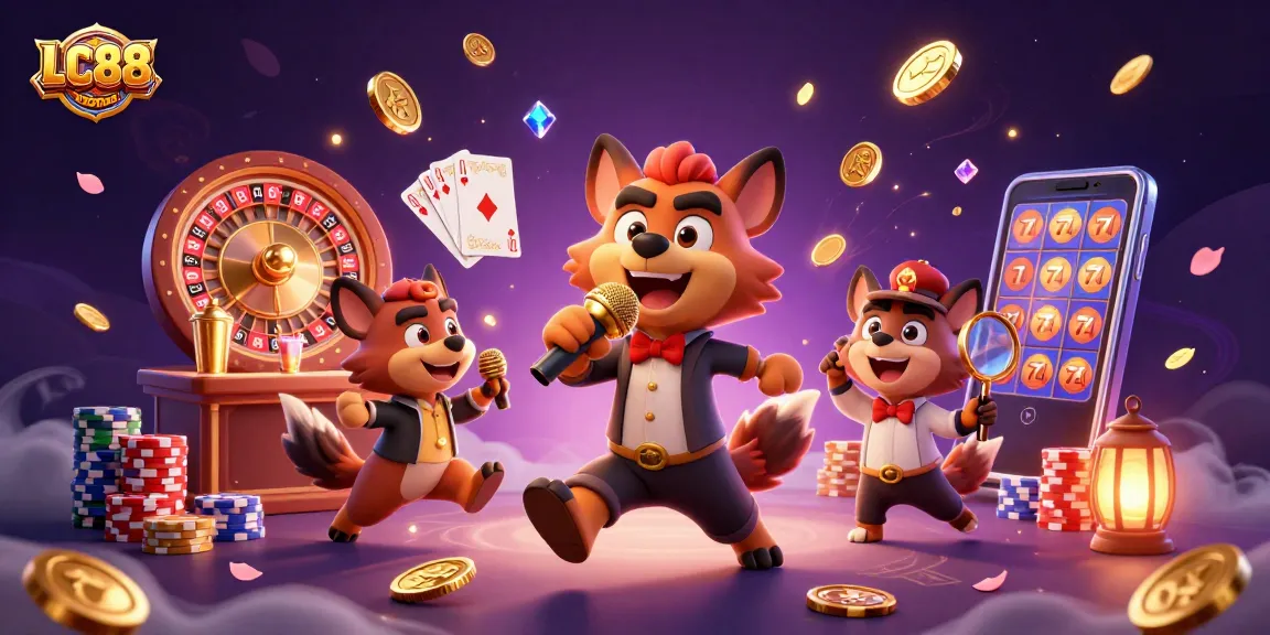 Engaging scene with hyenas at LC88 comedy casino, showcasing fun games and vibrant ambiance.