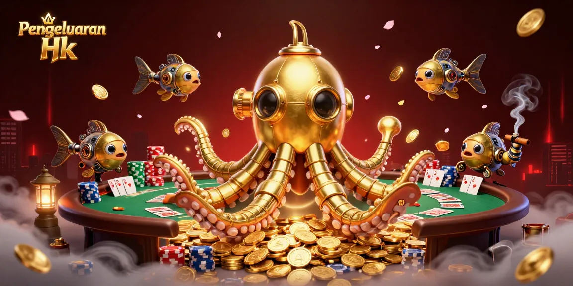 Engage with the latest Pengeluaran Hk results showcased in a vibrant casino-themed 3D illustration.