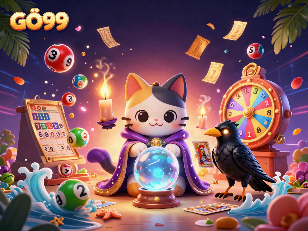 Experience the excitement of GÔ99 with this vibrant illustration of mystical characters and dynamic gaming elements.