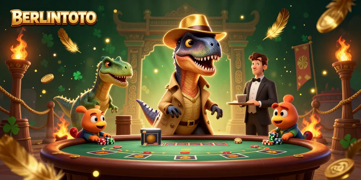 Experience thrilling gameplay with BERLINTOTO in this vibrant 3D casino scene.