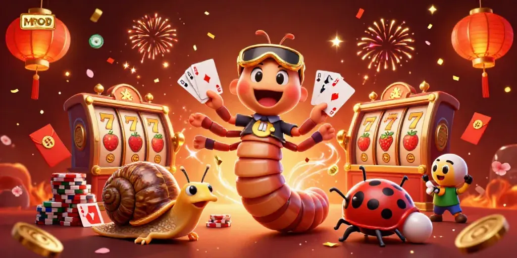 Engage with MPOID's vibrant casino scene featuring an energetic dealer and whimsical high-roller characters.
